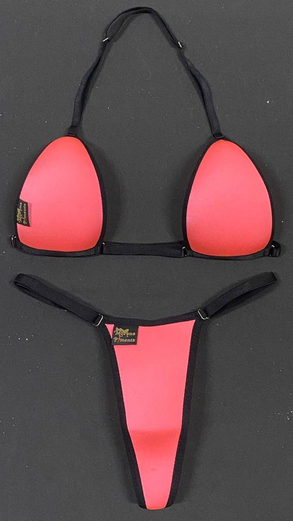 Bikíni fita brasileiro de tecido salmão