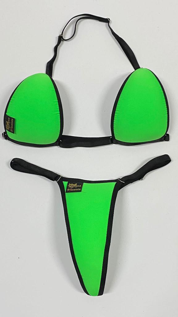 Bikíni fita brasileiro de tecido verde neon